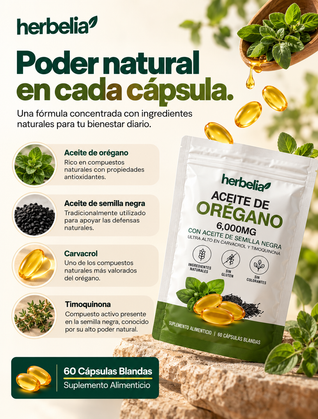 Cápsulas Herbelia - Cápsulas de orégano de drenaje linfático