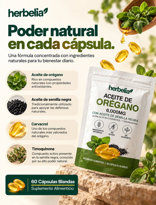 Cápsulas Herbelia - Cápsulas de orégano de drenaje linfático